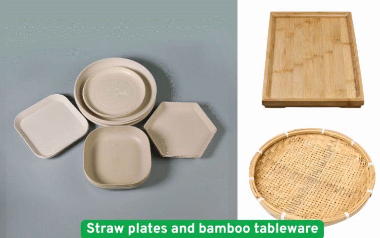 Straw plates and bamboo tableware