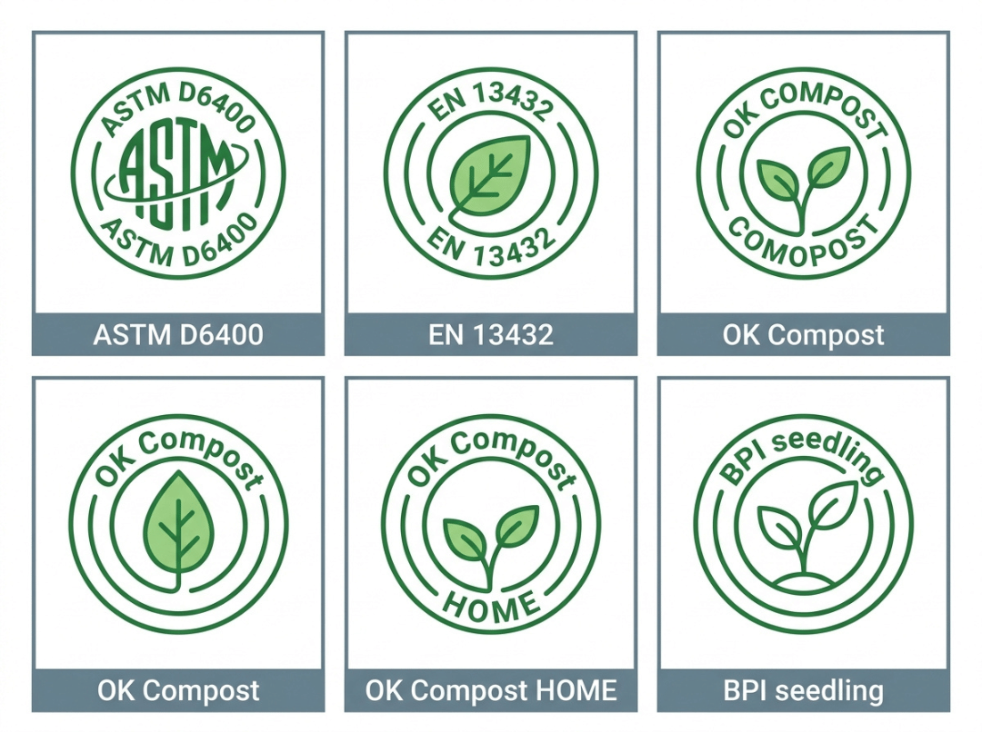 Key compostable certification marks explained Key compostable certification marks explained