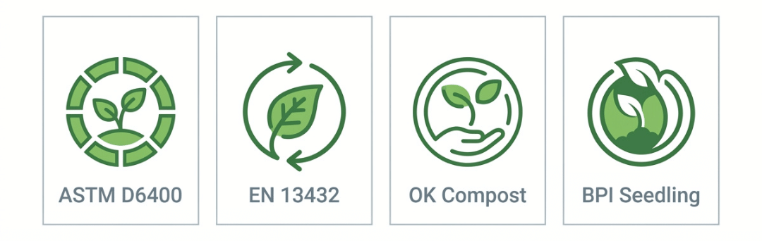 Key compostable stretch film certification marks Key compostable stretch film certification marks