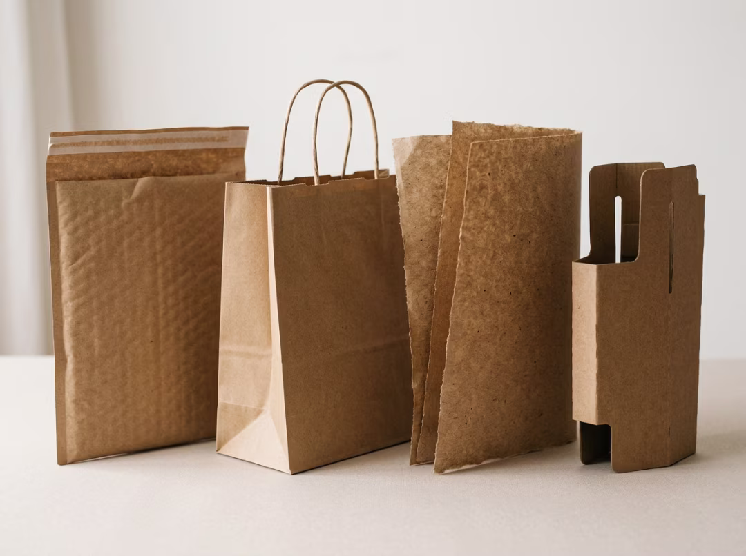 Close up of kraft paper packaging materials Close up of kraft paper packaging materials